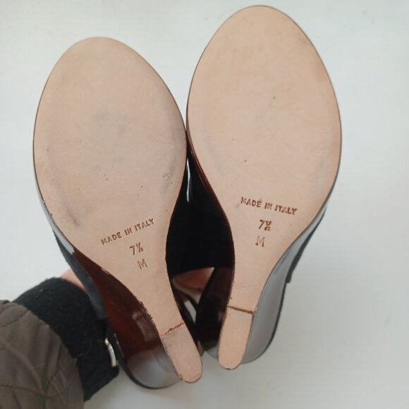 Michael Kors Black Suede Wedge Heels Retro Look Made In Italy Womens 7.5M - Picture 14 of 16